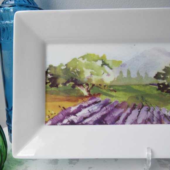 Porcelain Rectangular Serving Platter Fields of Provence by Gourmet Village - Picture 7 of 11
